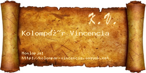 Kolompár Vincencia névjegykártya